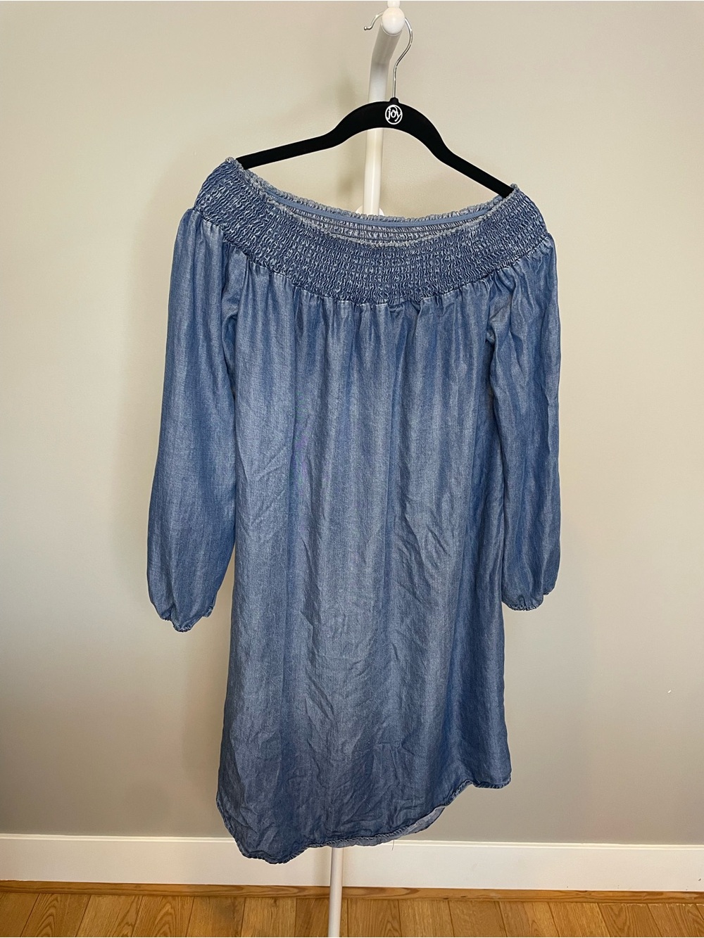 Isabel Maternity by Ingrid & Isabel Chambray Off-Shoulder Dress in Light Blue